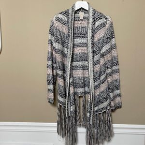Chicos Fringe Cardigan Sweater